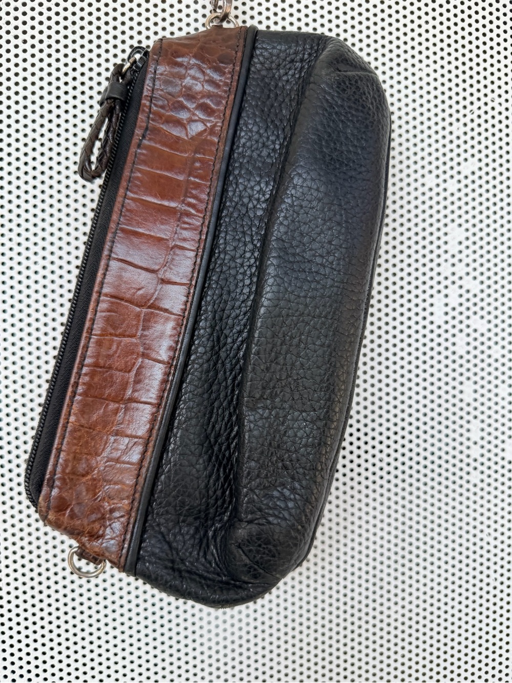Vtg y2k Brighton Brown and Black Leather croc embossed Wristlet Clutch - Picture 3 of 13